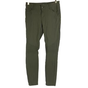 Prana Brenna Pants Womens 4 Army Green Stretch Moto Skinny Hiking Outdoors Ride